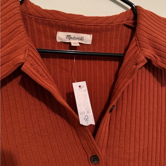 Madewell Rust Ribbed Button Down Shirt - Picture 2 of 4